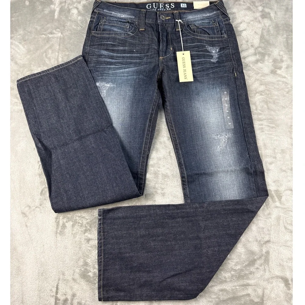 Guess Jeans Mens 32 JM3009RID60 Cabana Wash Dark Distressed NEW